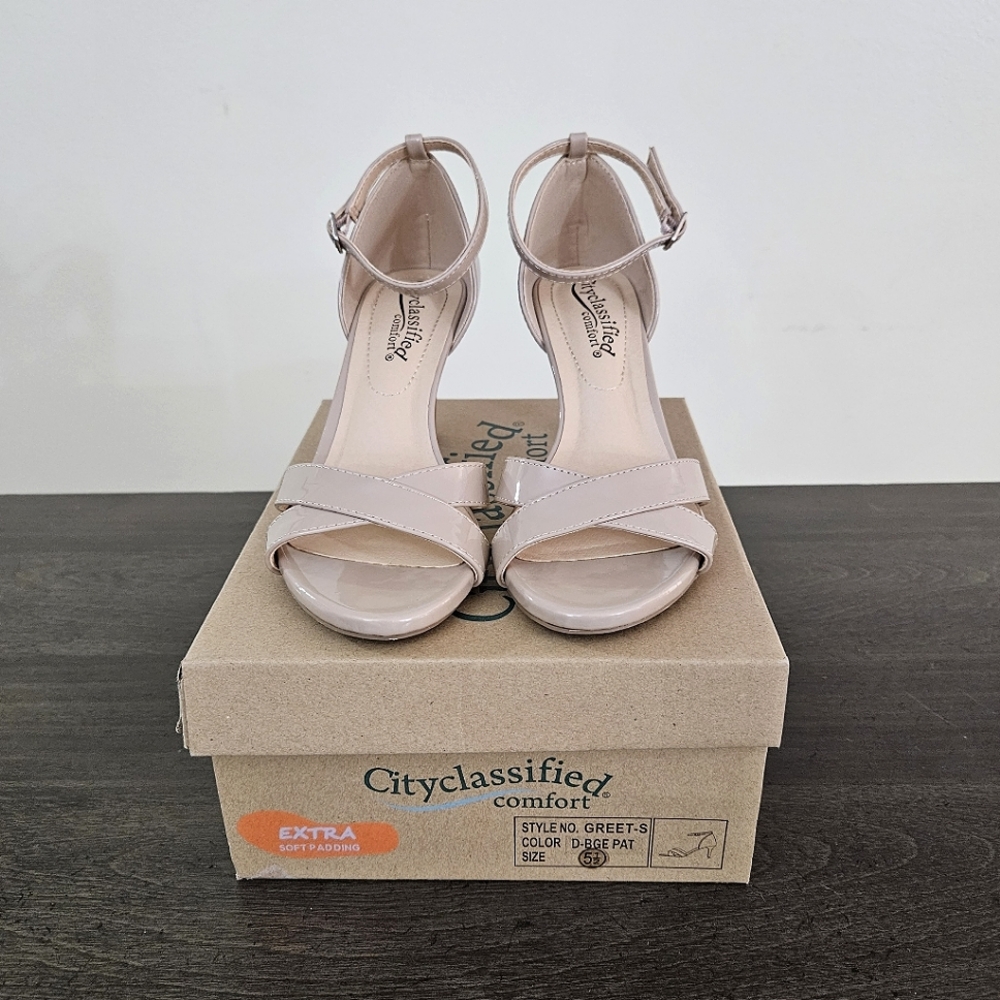 City Classified Women's Patent Beige Heels